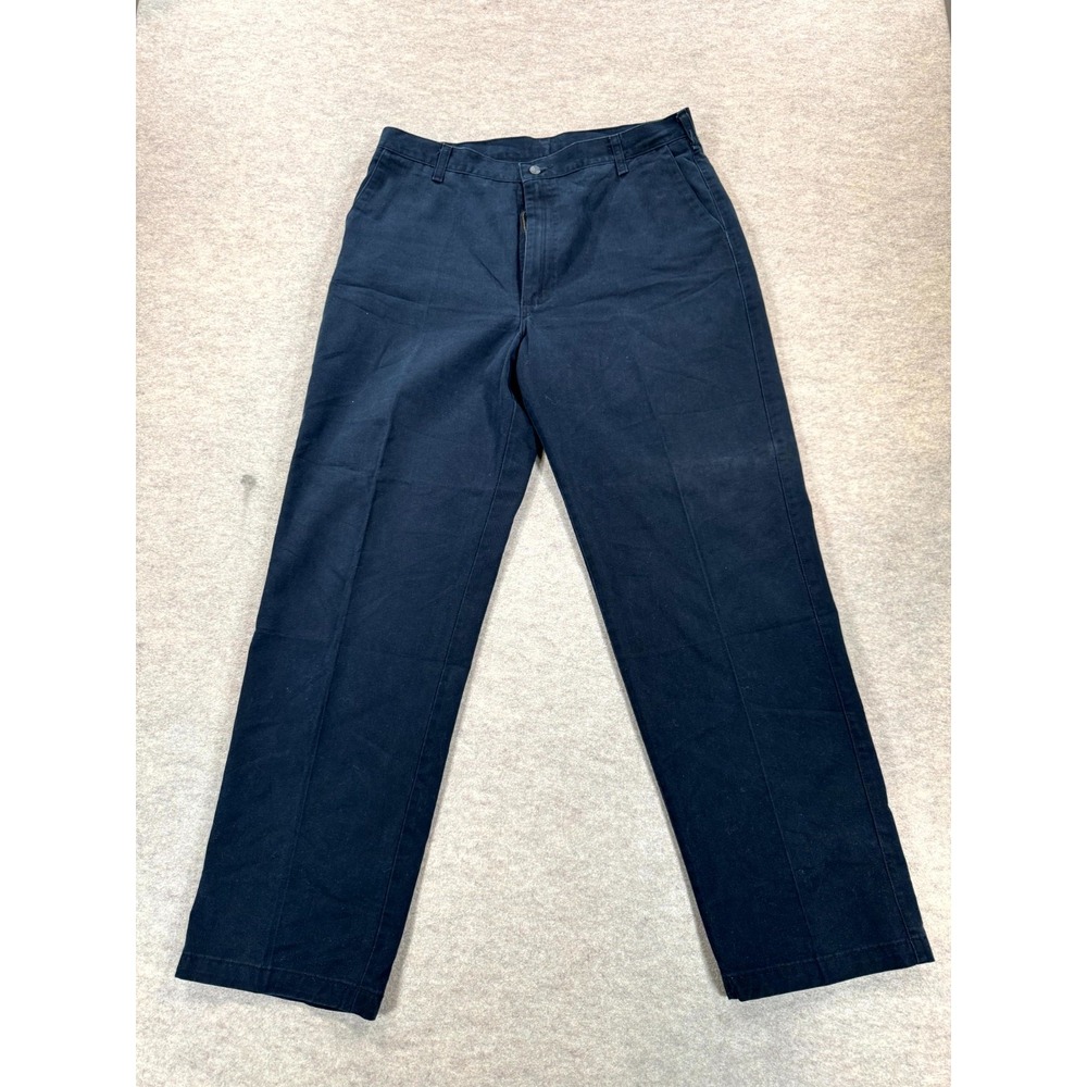 Lee Performance Chino Pants Mens 36x32 Navy Blue Twill Logo Cotton Straight Leg